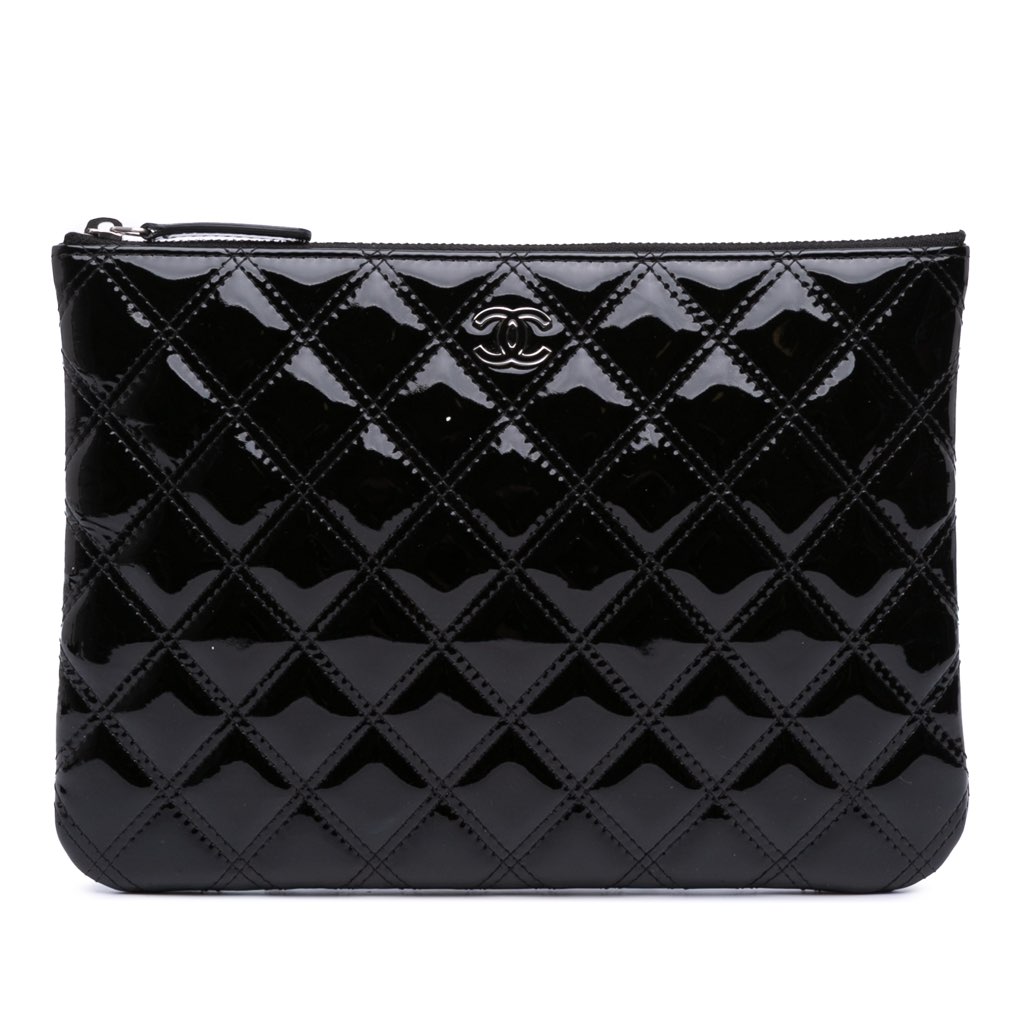 Chanel Medium Quilted Patent O Case Clutch