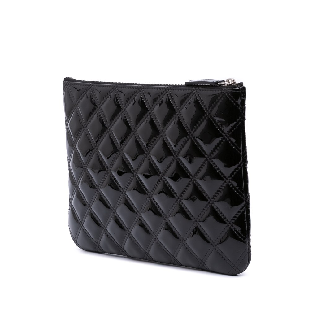Chanel Medium Quilted Patent O Case Clutch - Back view