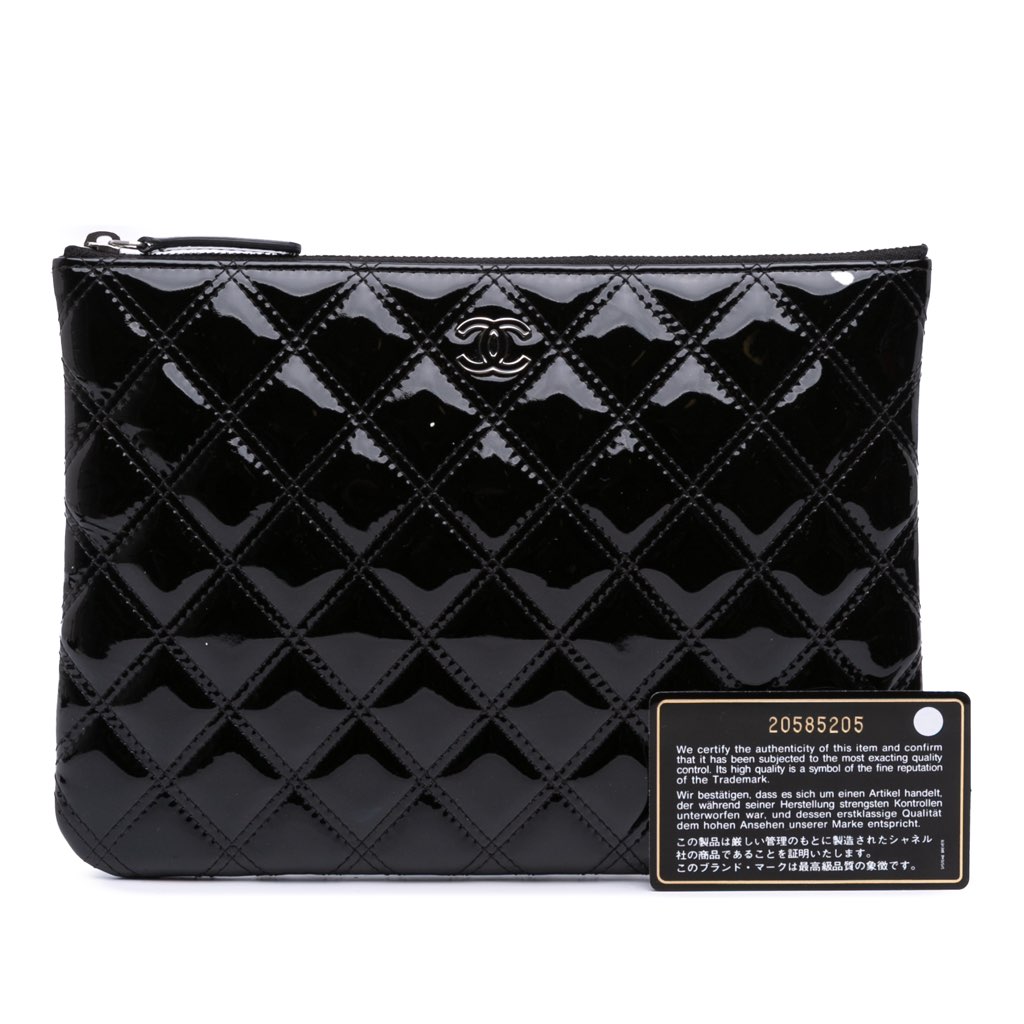 Chanel Medium Quilted Patent O Case Clutch - Image 11