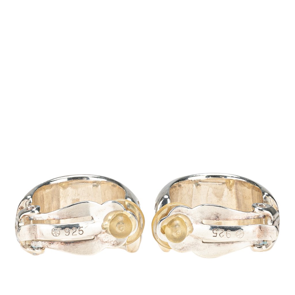 Chanel Sterling Silver Hoop Clip on Earrings - 2