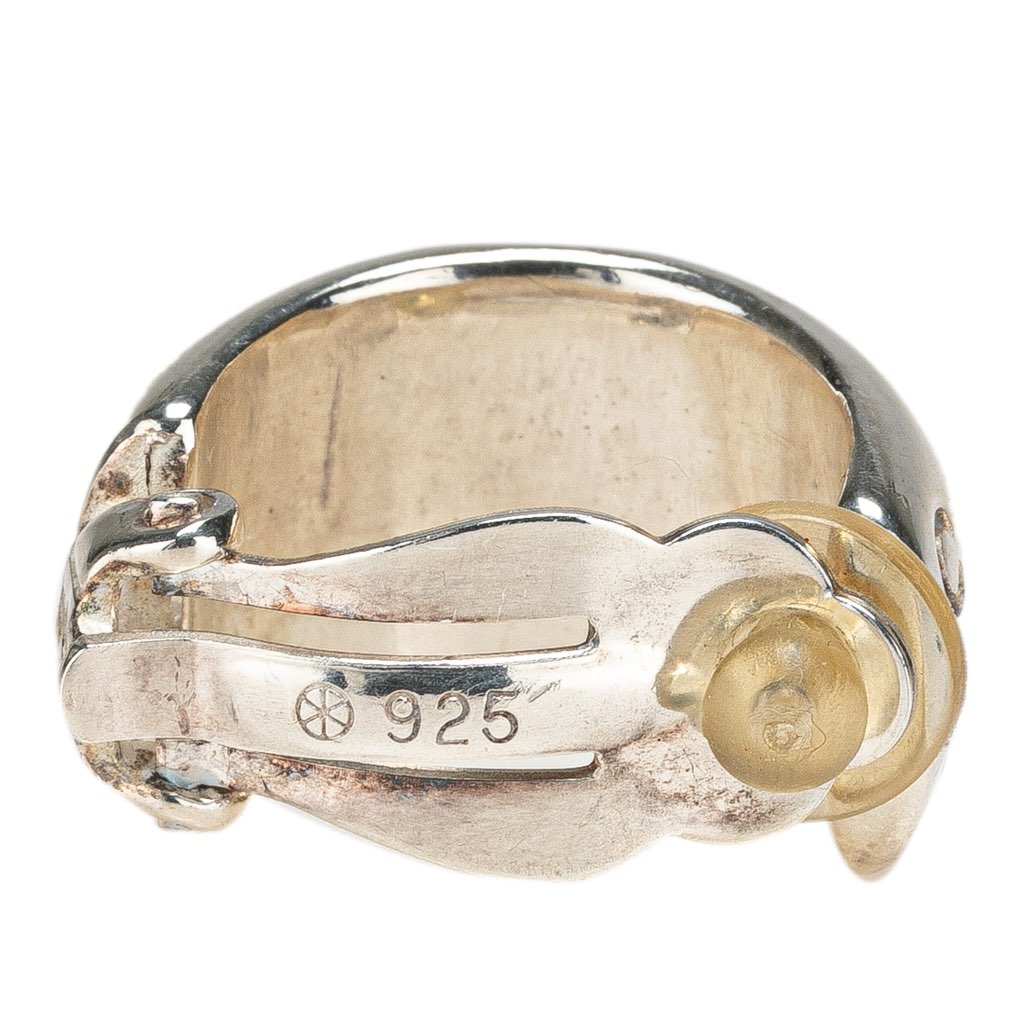 Chanel Sterling Silver Hoop Clip on Earrings - 3