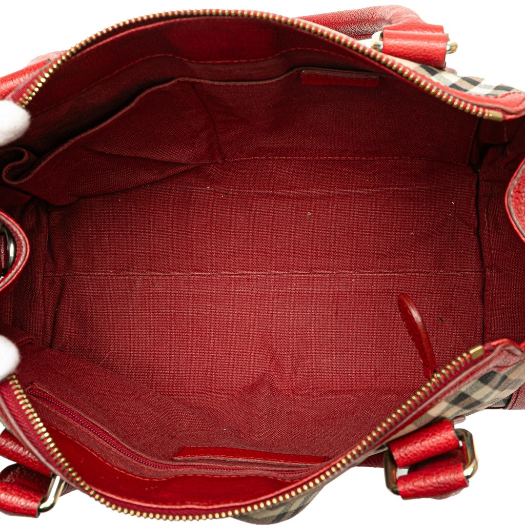 Burberry Haymarket Check Coated Canvas Satchel - 4