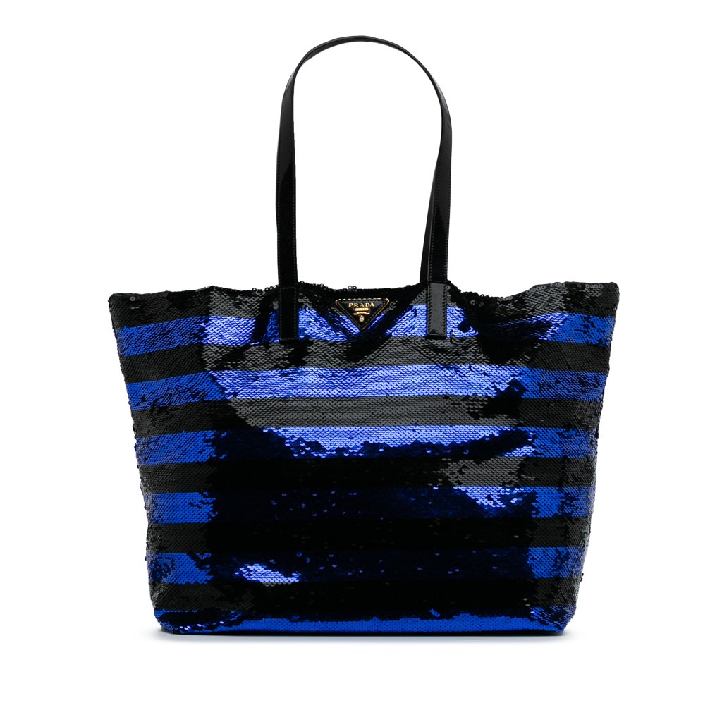 Prada Sequined Satin Stripes Tote