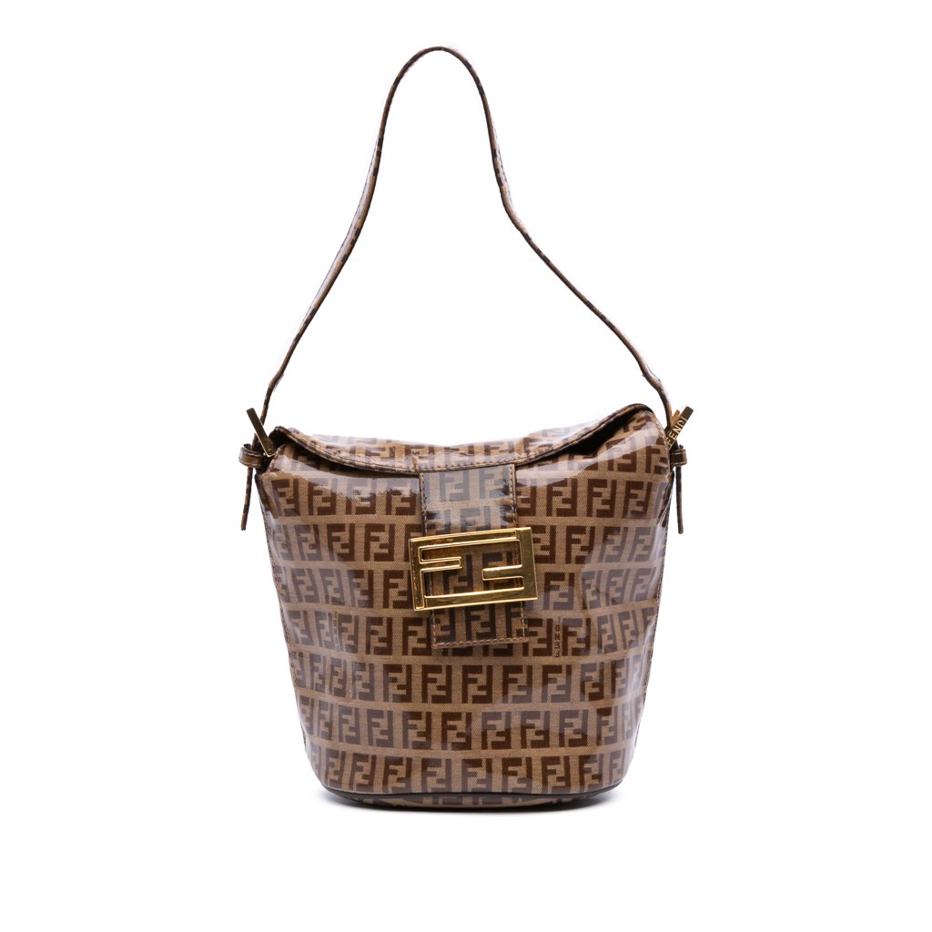 Fendi Zucchino Crystal Double Flap Bucket Bag