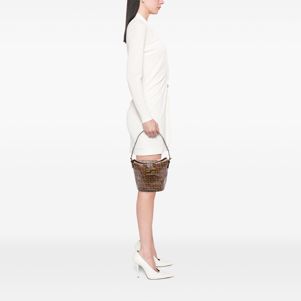 Fendi Zucchino Crystal Double Flap Bucket Bag - Image 11