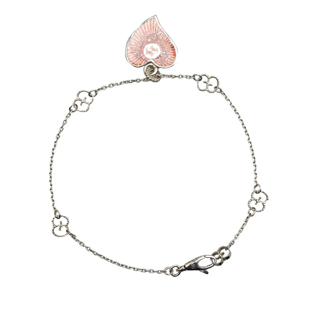 Gucci Sterling Silver and Enamel San Valentino Heart Bracelet Silver Silver Good - Inside View