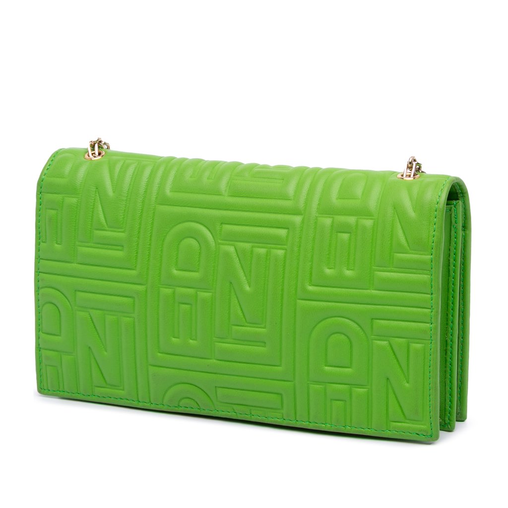 Fendi Nappa Logo Embossed Long Wallet On Chain - Back view