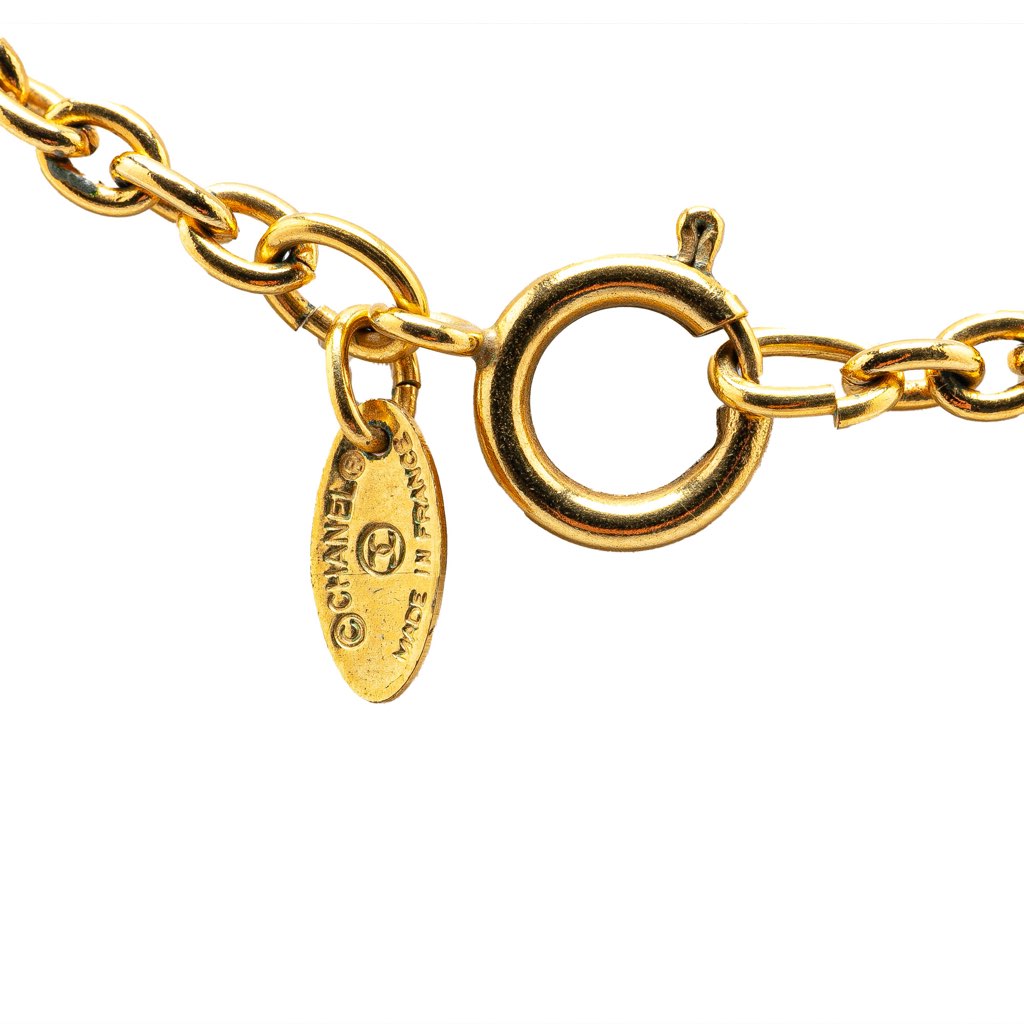 Chanel Gold Plated CC Round Pendant Necklace - 4