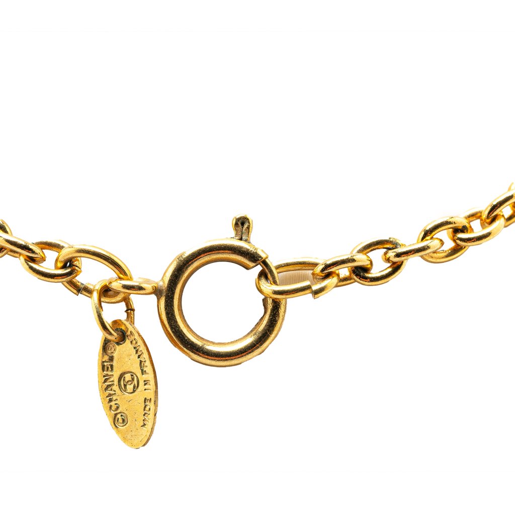 Chanel Gold Plated CC Round Pendant Necklace - 5