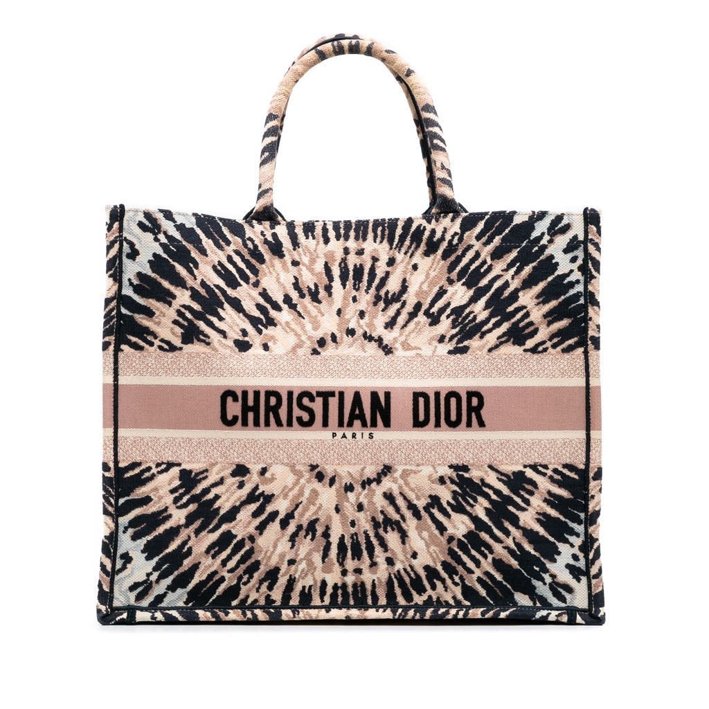Dior Large Embroidered Canvas Tie Dye Book Tote