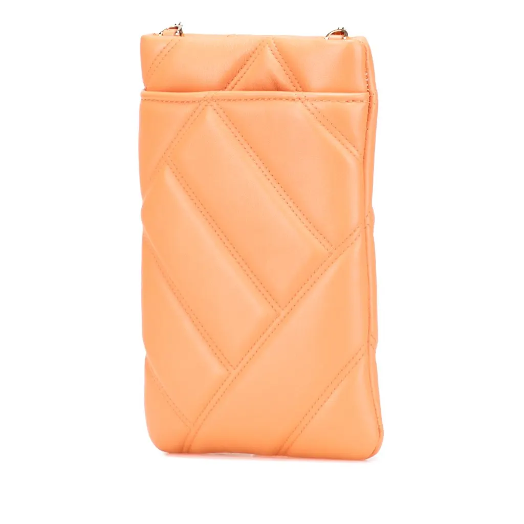 Bvlgari Leather Serpenti Cabochon Phone Case Crossbody Orange Leather Good - Back View