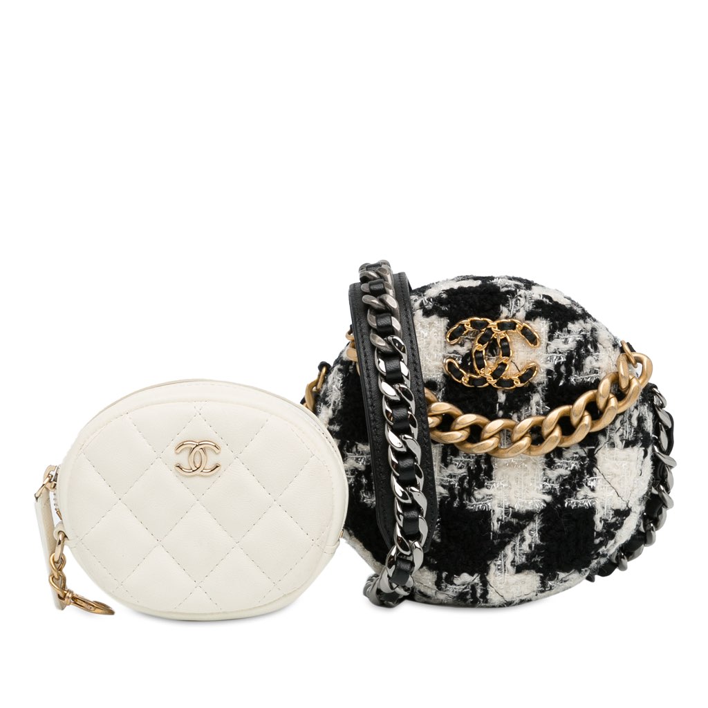 Chanel Tweed 19 Round Clutch with Chain - Image 15