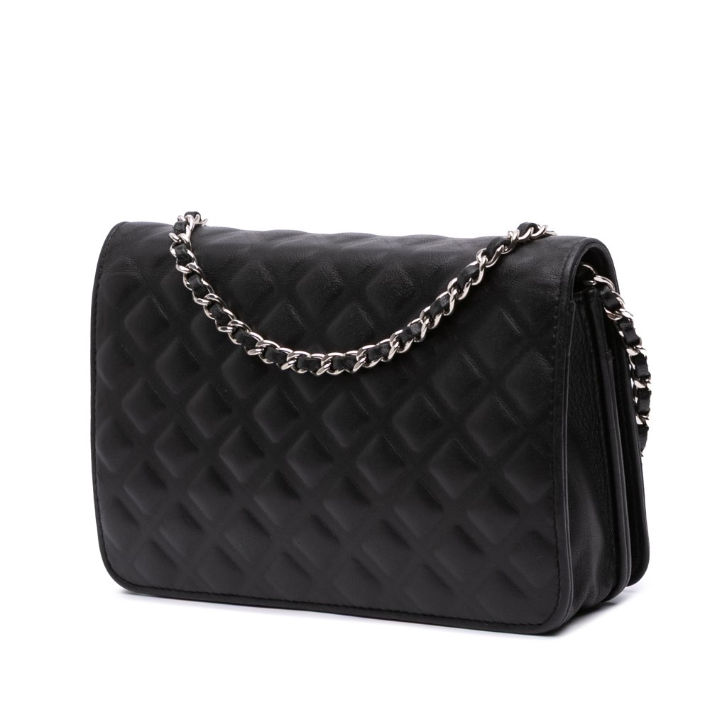 Chanel CC Embossed Calfskin Diamond Wallet On Chain - 2