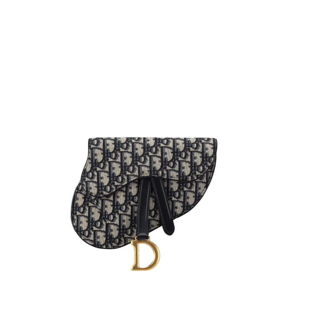 Dior Oblique Canvas Saddle Belt Bag Blue Canvas Good - Front View