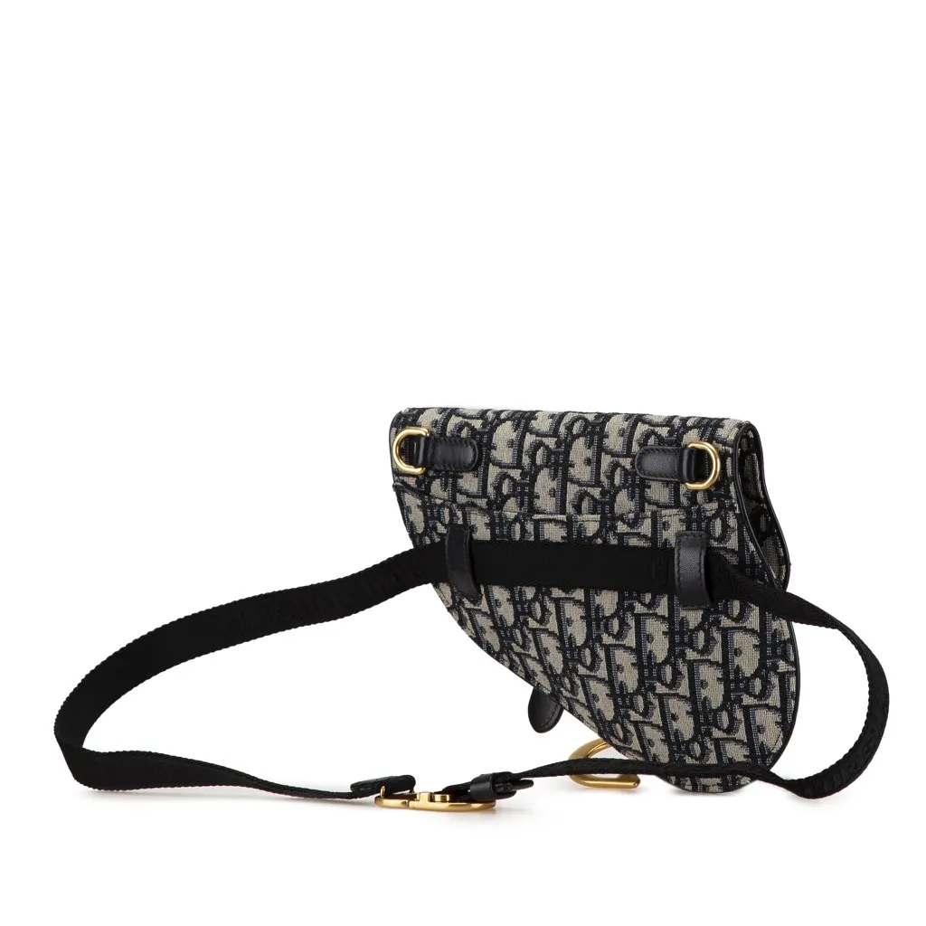 Dior Oblique Canvas Saddle Belt Bag Blue Canvas Good - Back View