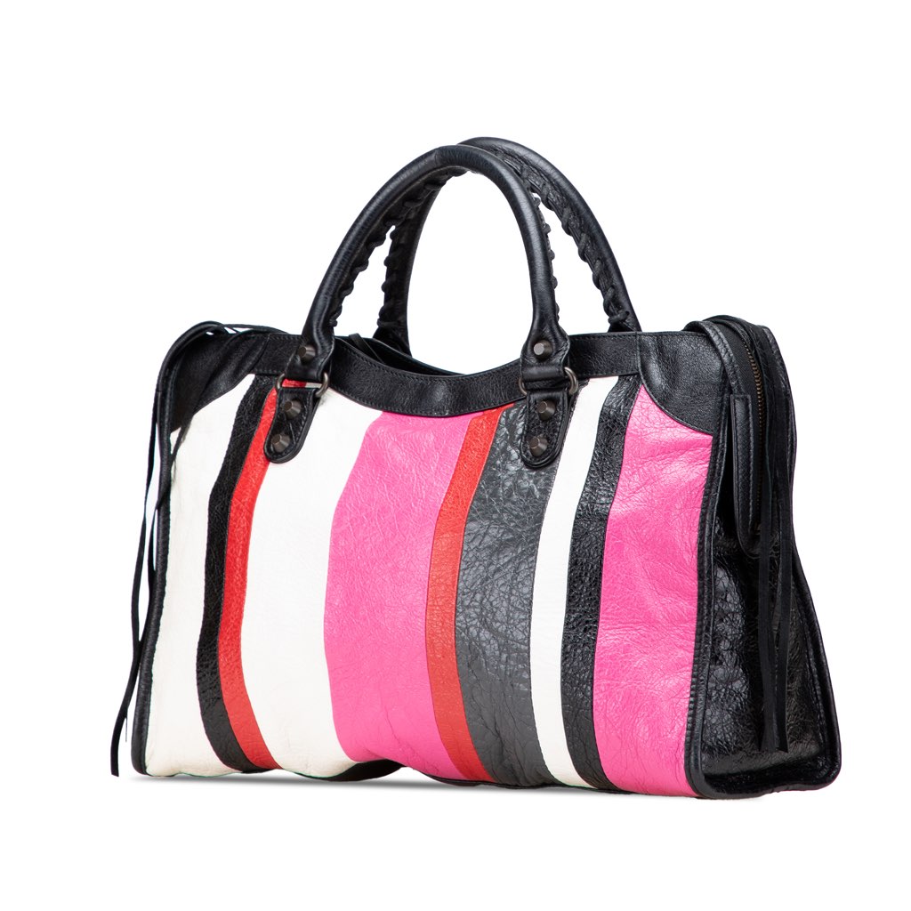 Balenciaga Lambskin Motocross Arena Multicolore Classic City Satchel - 2