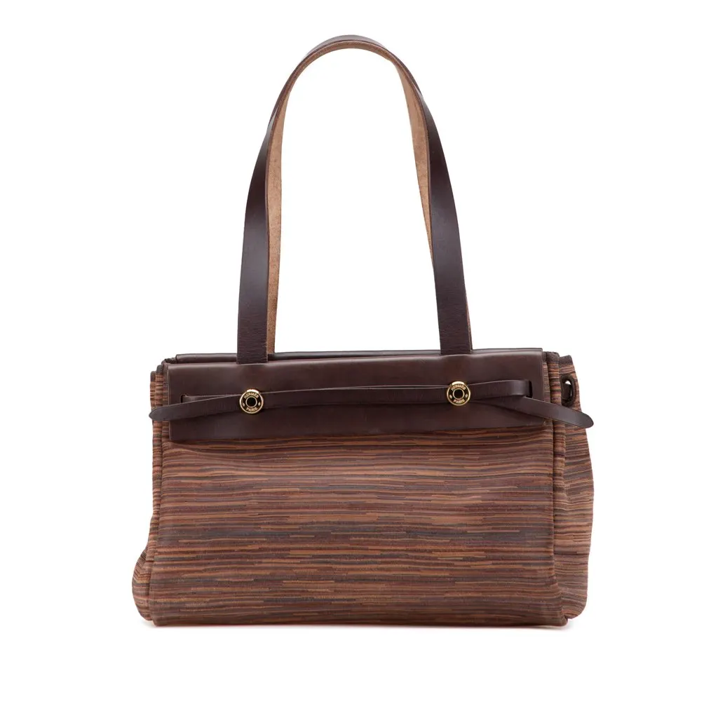 Hermès Vibrato Herbag Cabas PM Brown Leather Good - Front View