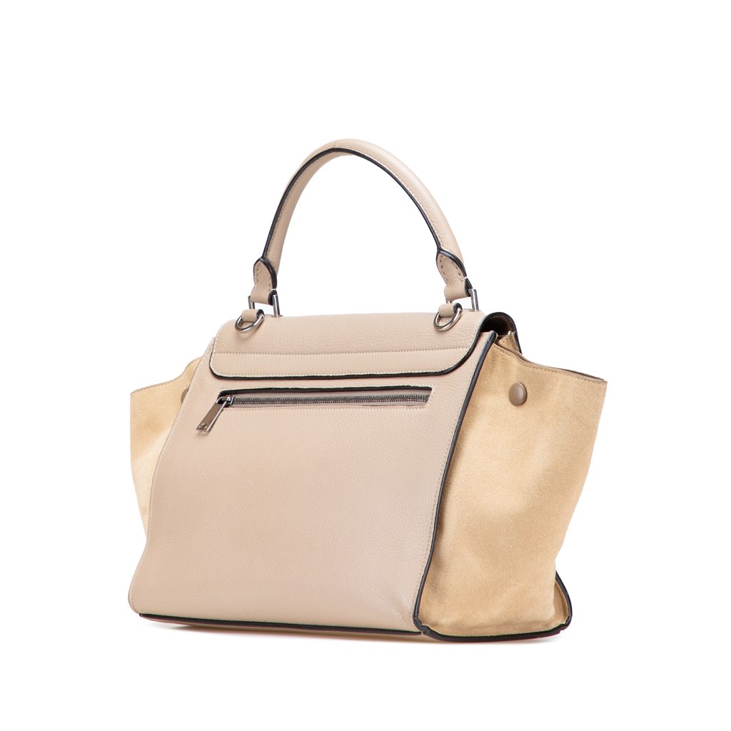Celine Medium Drummed Calfskin and Suede Trapeze Satchel - Back view