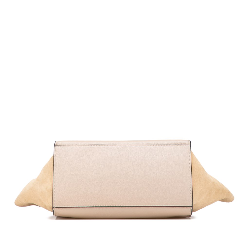 Celine Medium Drummed Calfskin and Suede Trapeze Satchel - Image 6