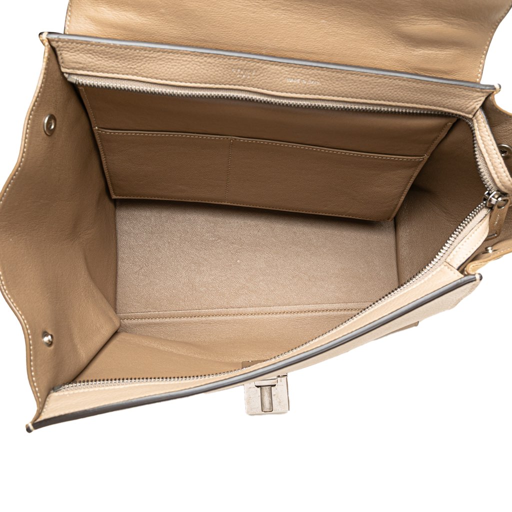 Celine Medium Drummed Calfskin and Suede Trapeze Satchel - 4