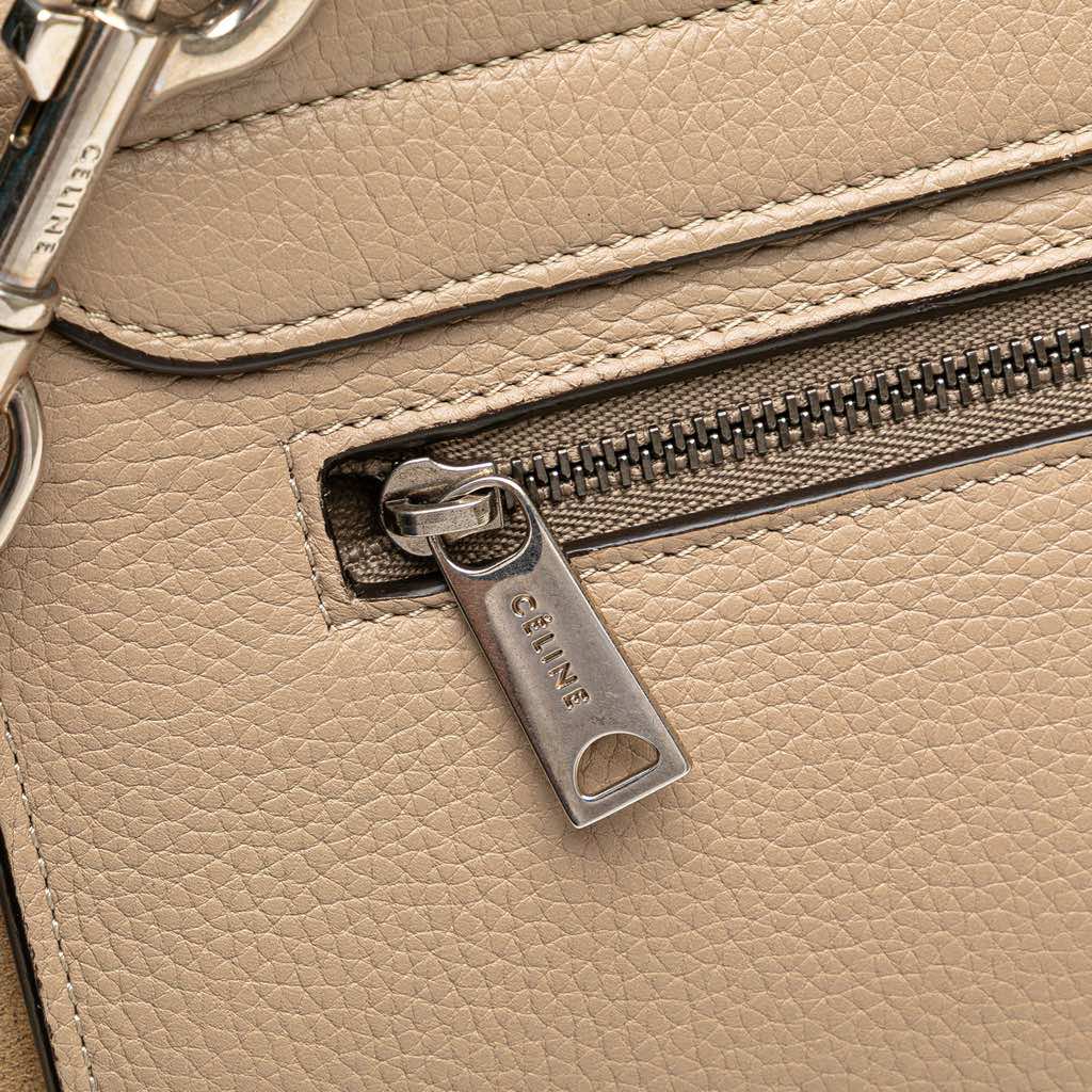 Celine Medium Drummed Calfskin and Suede Trapeze Satchel - Image 10