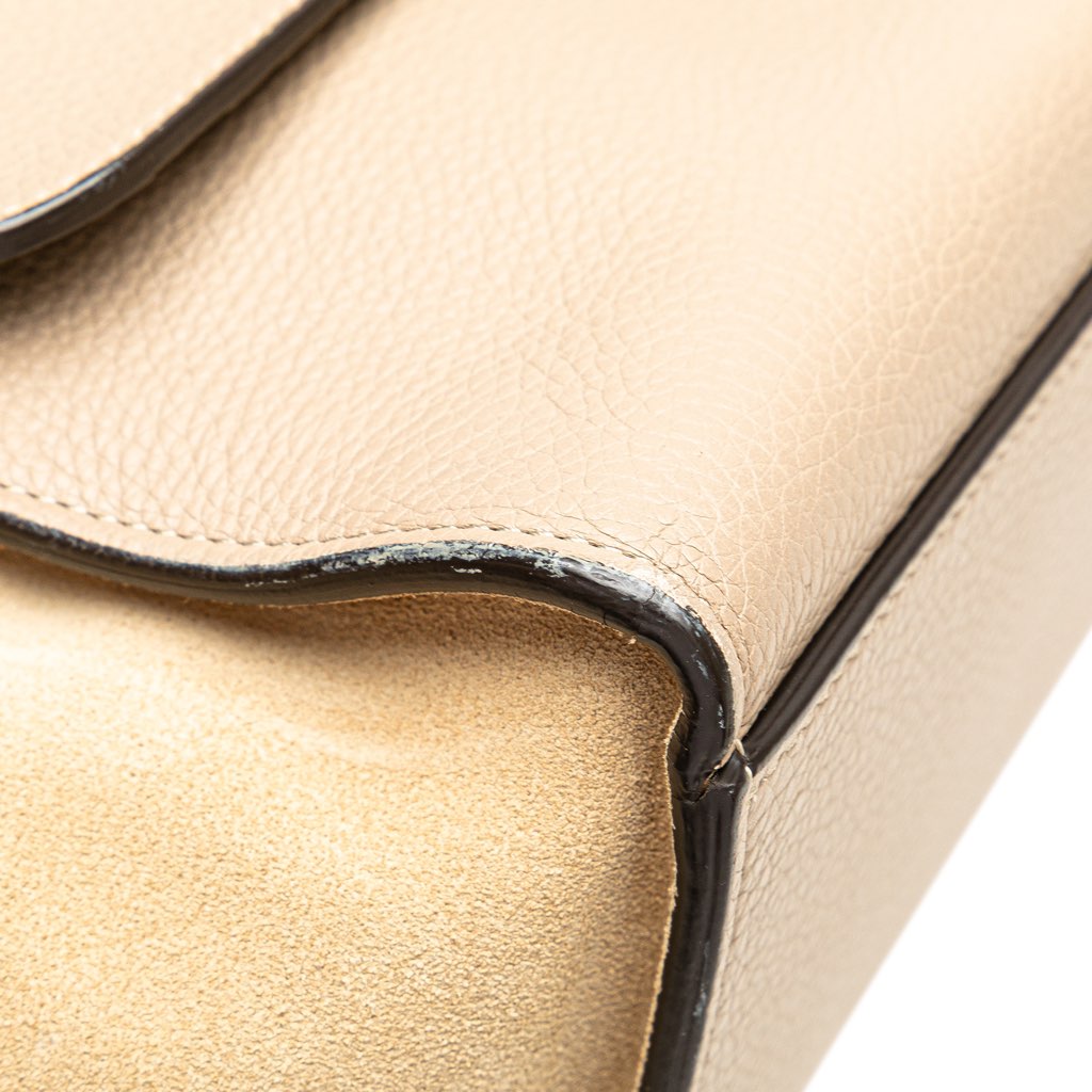 Celine Medium Drummed Calfskin and Suede Trapeze Satchel - Image 12