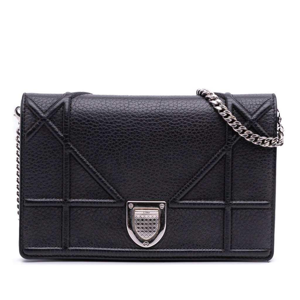 Dior Grained Calfskin Diorama Wallet on Chain