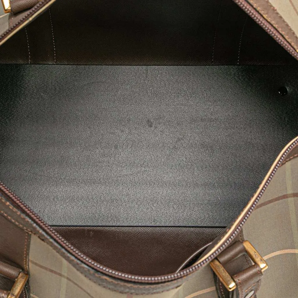 Burberry Vintage Check Canvas Boston Bag Brown Canvas Good - Model View