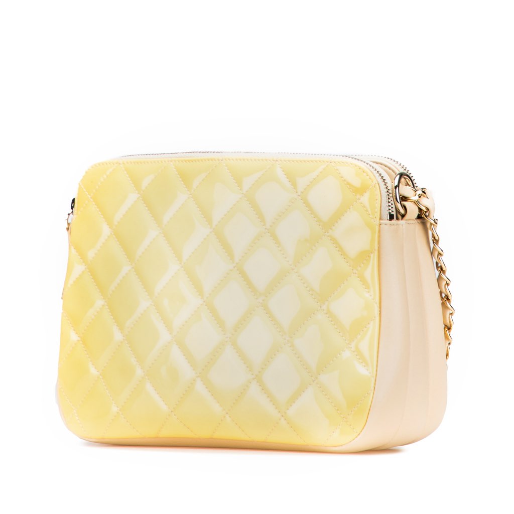 Chanel Quilted Patent Chain Double Zip Crossbody - Back view