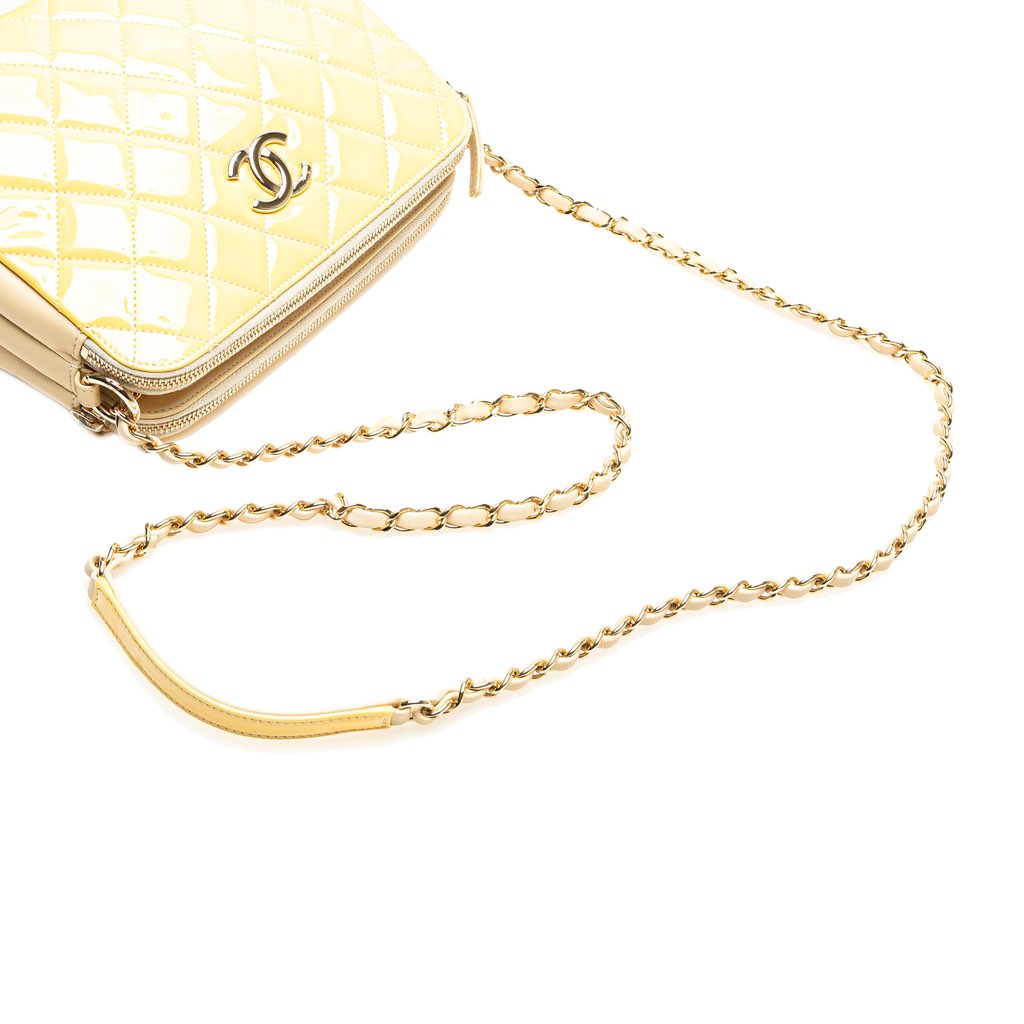 Chanel Quilted Patent Chain Double Zip Crossbody - Image 15