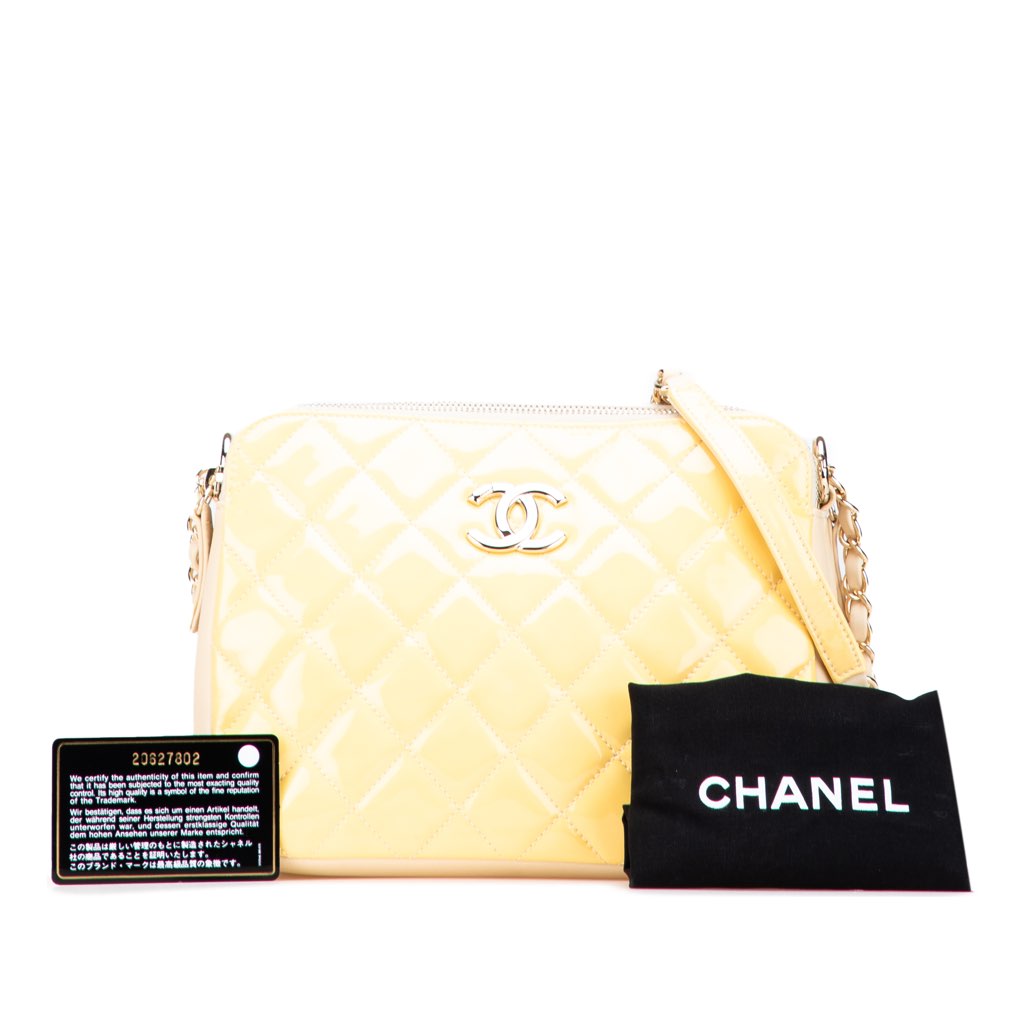 Chanel Quilted Patent Chain Double Zip Crossbody - Image 17