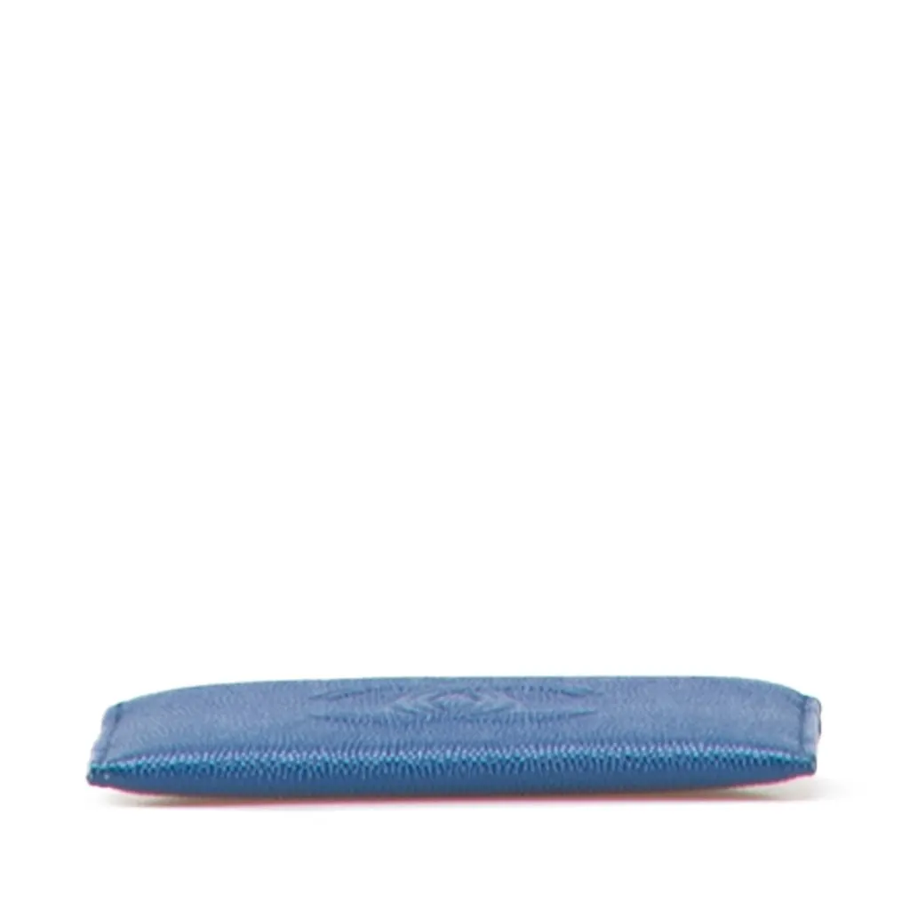 Chanel CC Caviar Card Holder Blue Leather Good - Inside View