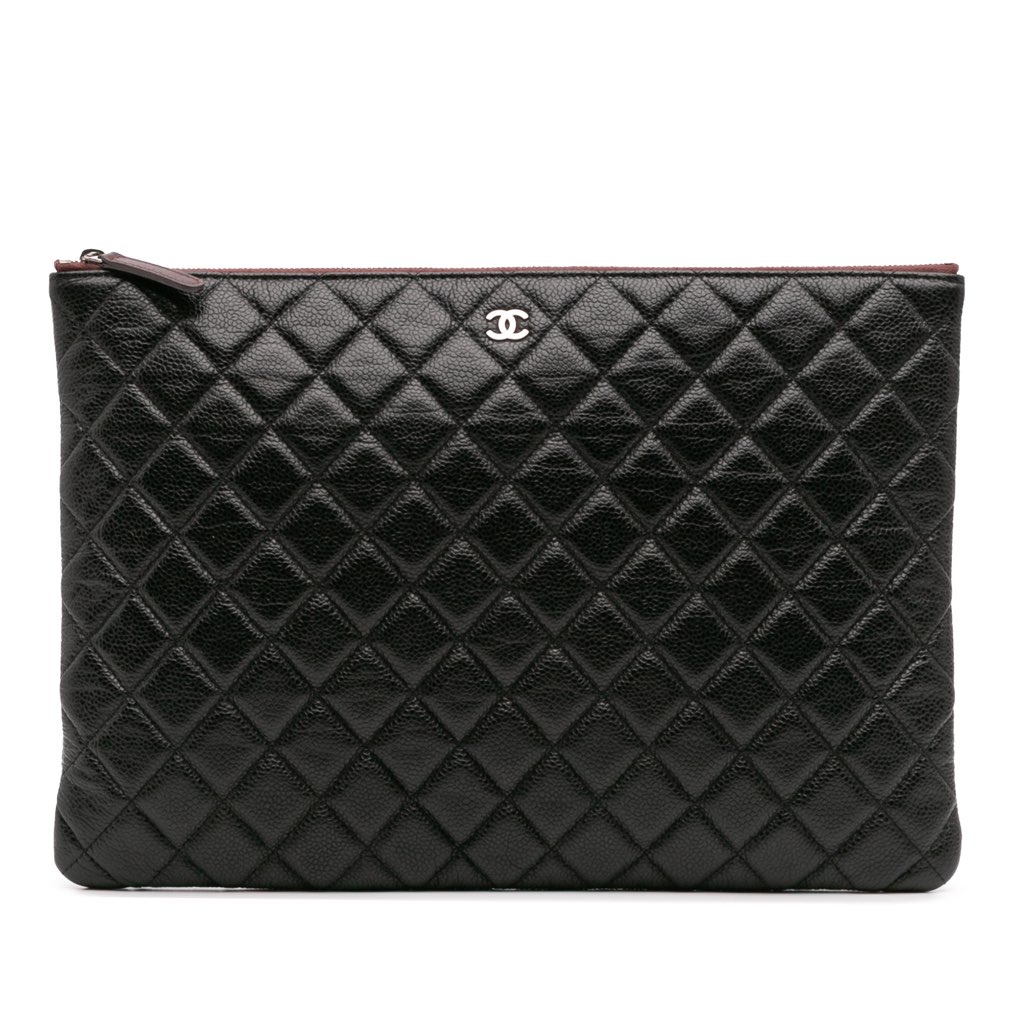Chanel Large Quilted Caviar O Case Clutch