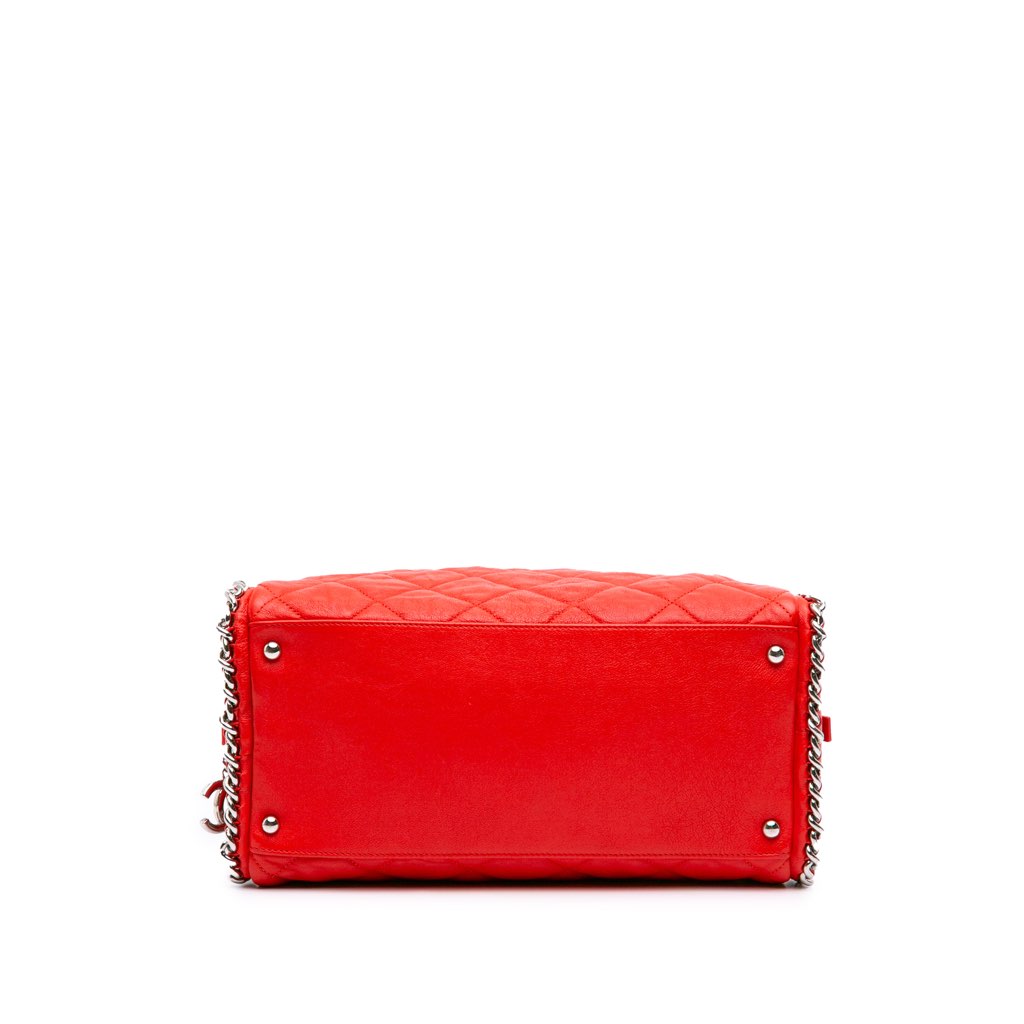 Chanel Quilted Washed Lambskin Chain Around Bowler - Image 6