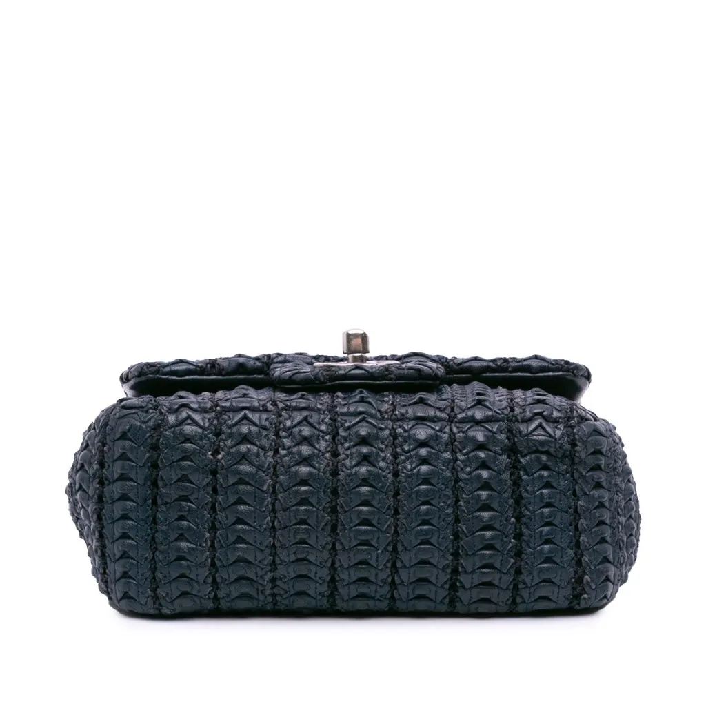 Chanel Paris Seoul Mini Crochet Lambskin Single Flap Blue Leather Good - Inside View
