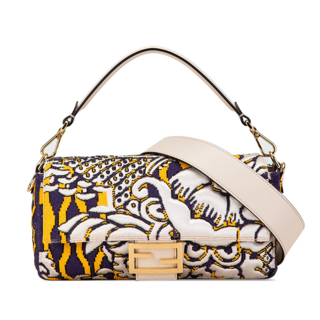 Fendi Beaded Satin Baguette Satchel