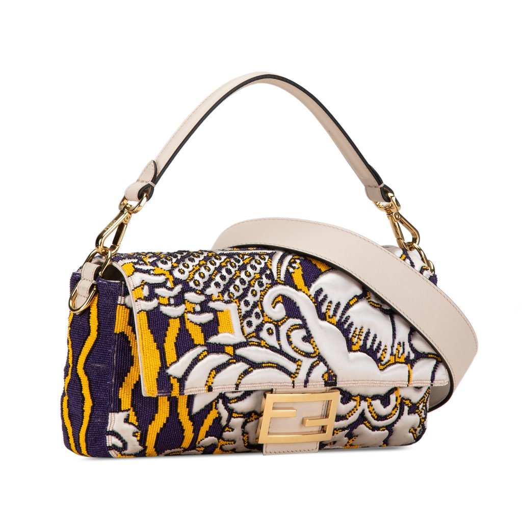 Fendi Beaded Satin Baguette Satchel - 2