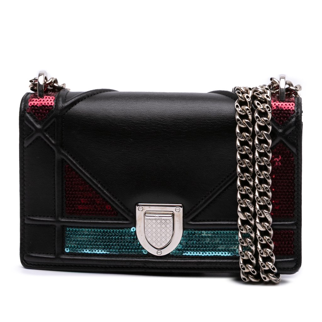 Dior Mini Lambskin Sequin Diorama Flap