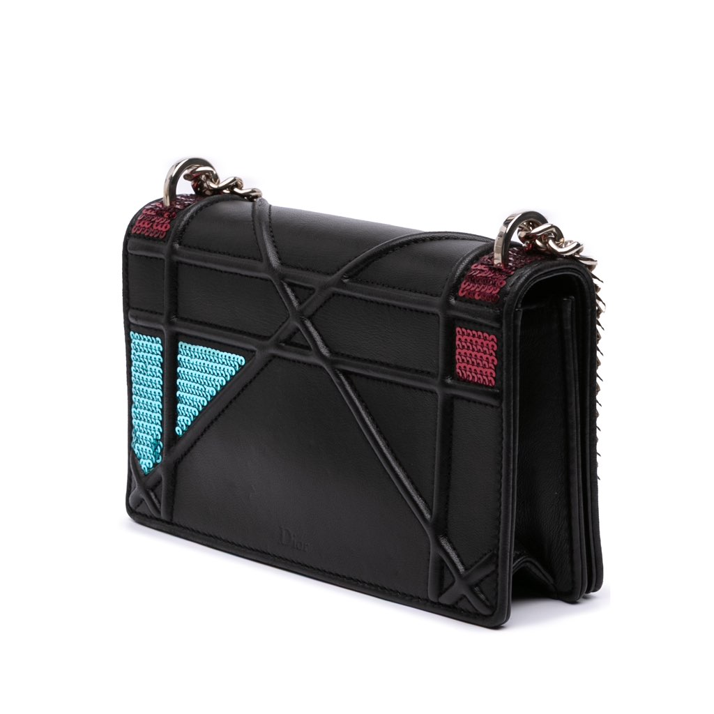Dior Mini Lambskin Sequin Diorama Flap - Back view