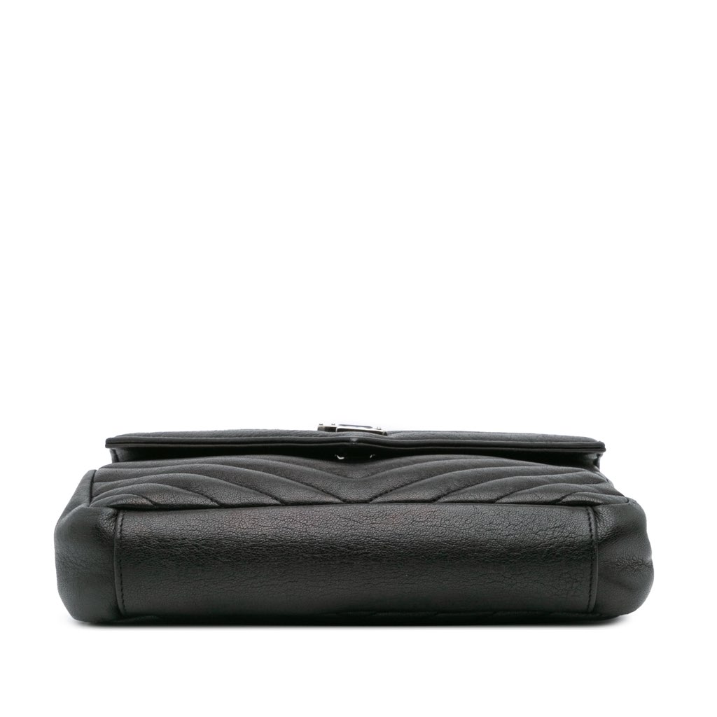 Saint Laurent Medium Quilted Chevron Sheepskin College Satchel - Image 6