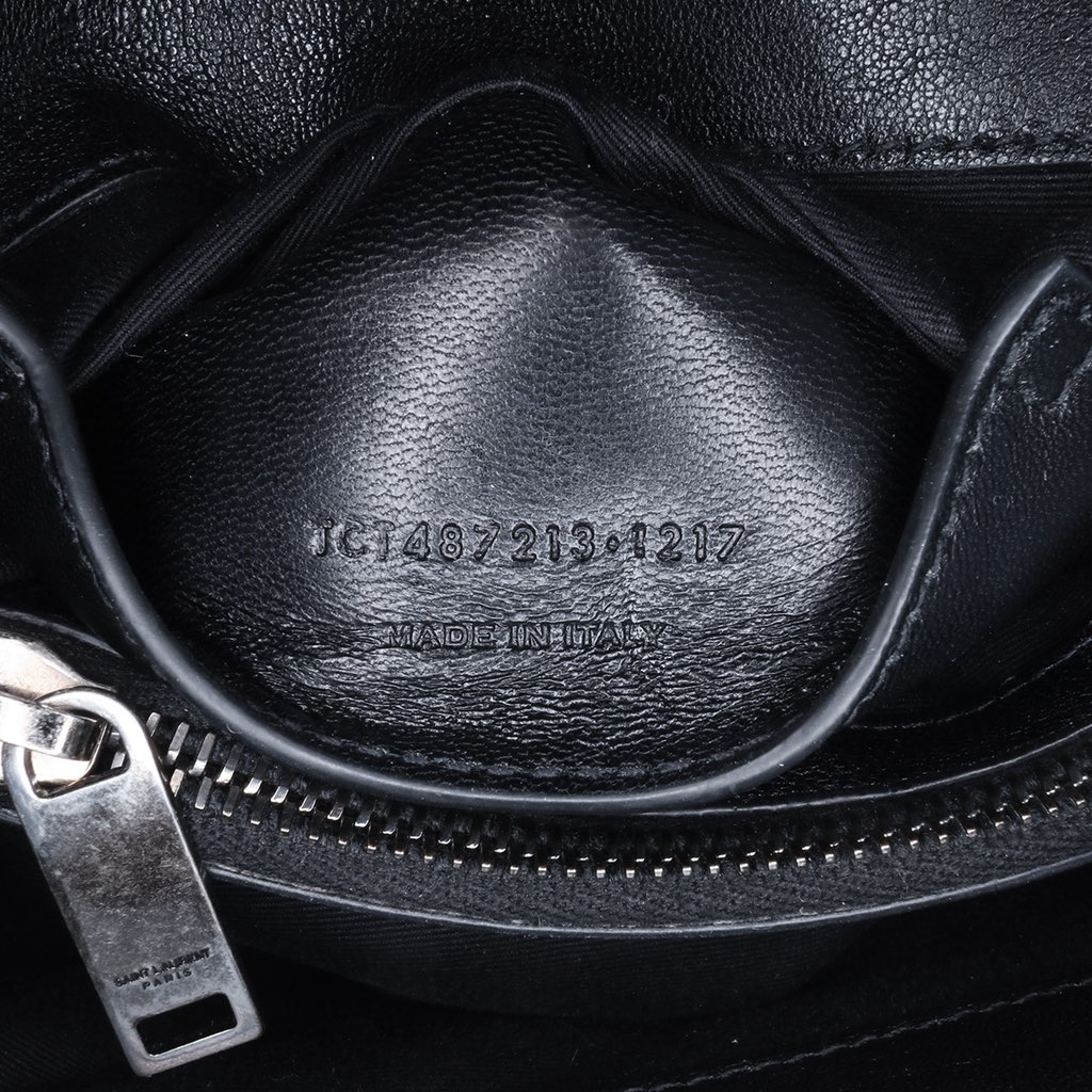 Saint Laurent Medium Quilted Chevron Sheepskin College Satchel - Detail 1