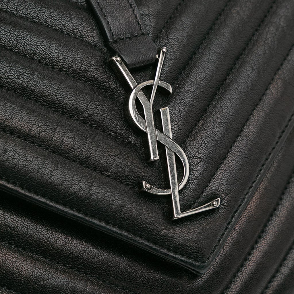 Saint Laurent Medium Quilted Chevron Sheepskin College Satchel - Detail 2