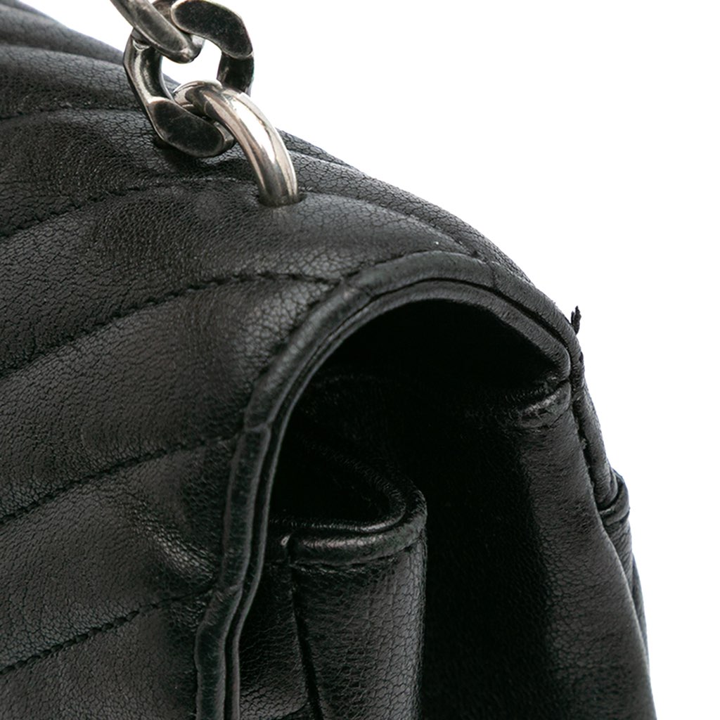 Saint Laurent Medium Quilted Chevron Sheepskin College Satchel - Image 10