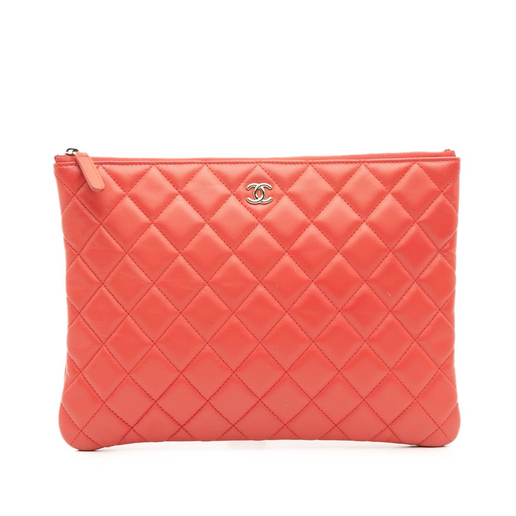 Chanel Medium Quilted Lambskin O Case Clutch