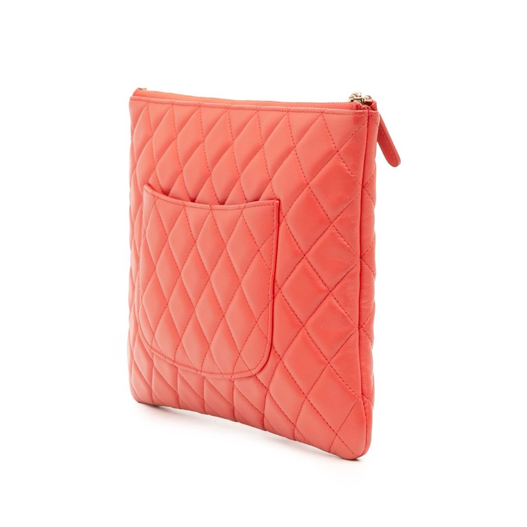 Chanel Medium Quilted Lambskin O Case Clutch - Back view
