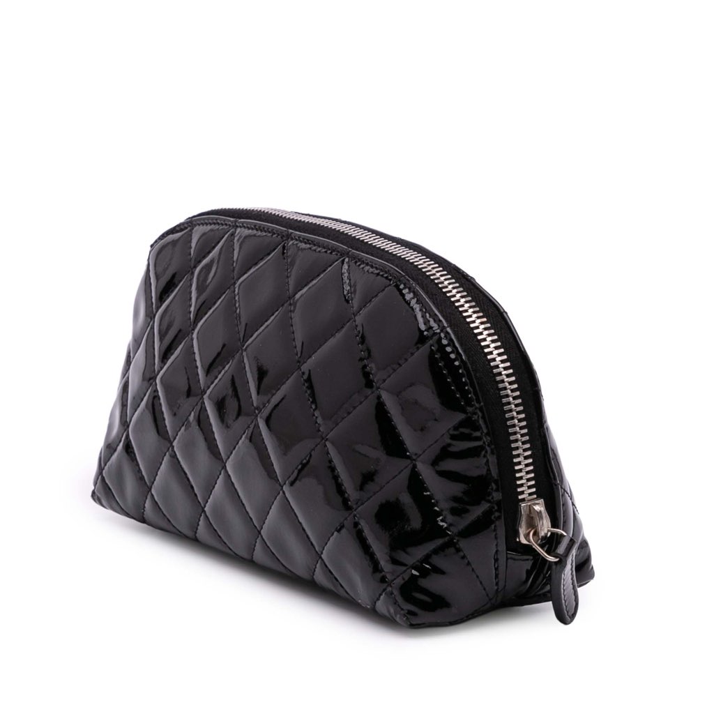 Chanel CC Quilted Patent Cosmetic Pouch - Back view