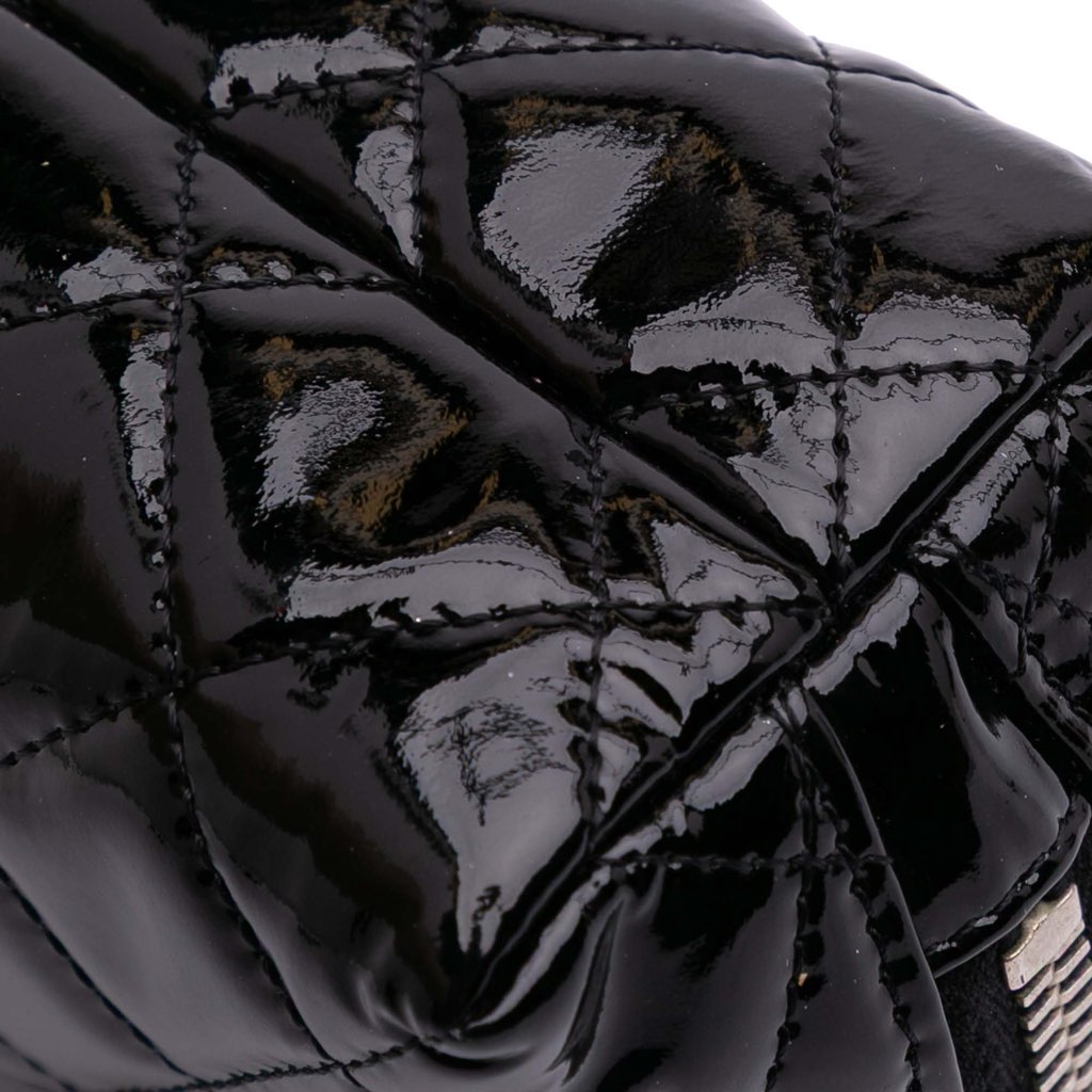 Chanel CC Quilted Patent Cosmetic Pouch - Side view