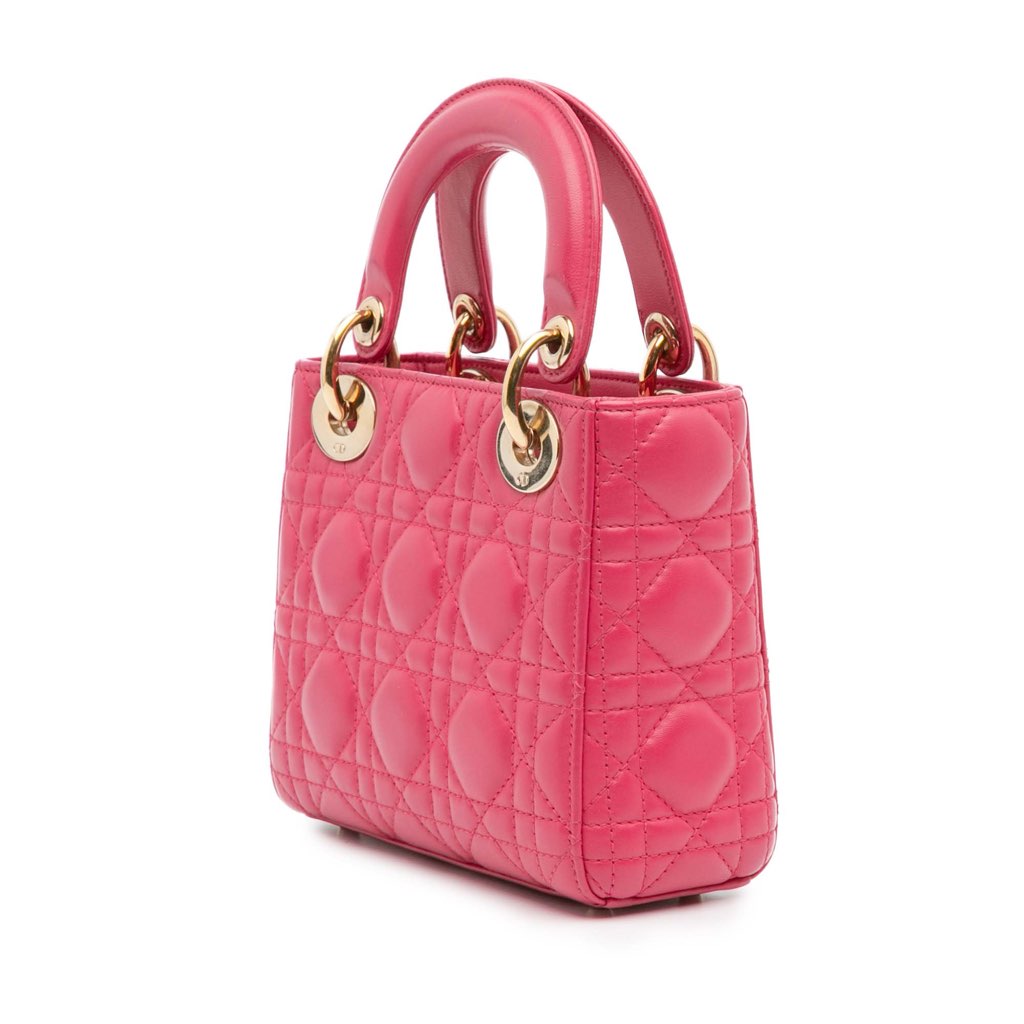 Dior Mini Lambskin Cannage Lady Dior - Back view