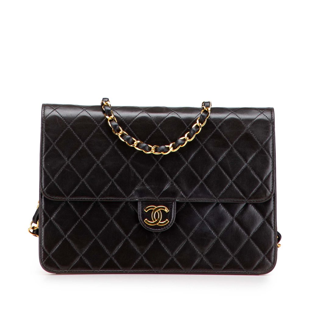 Chanel Medium CC Quilted Lambskin Half Single Flap