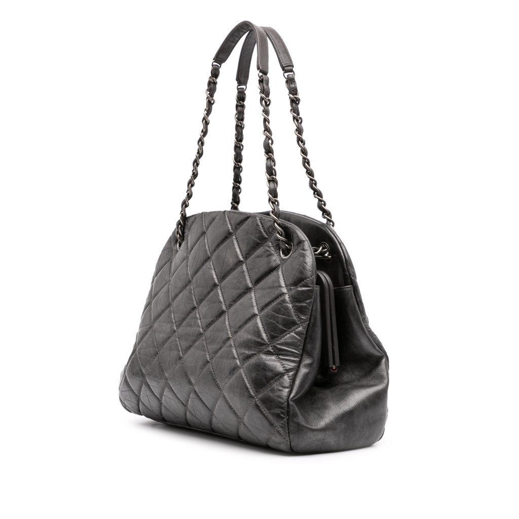 Chanel Large Aged Calfskin Just Mademoiselle Bowling Bag - Back view